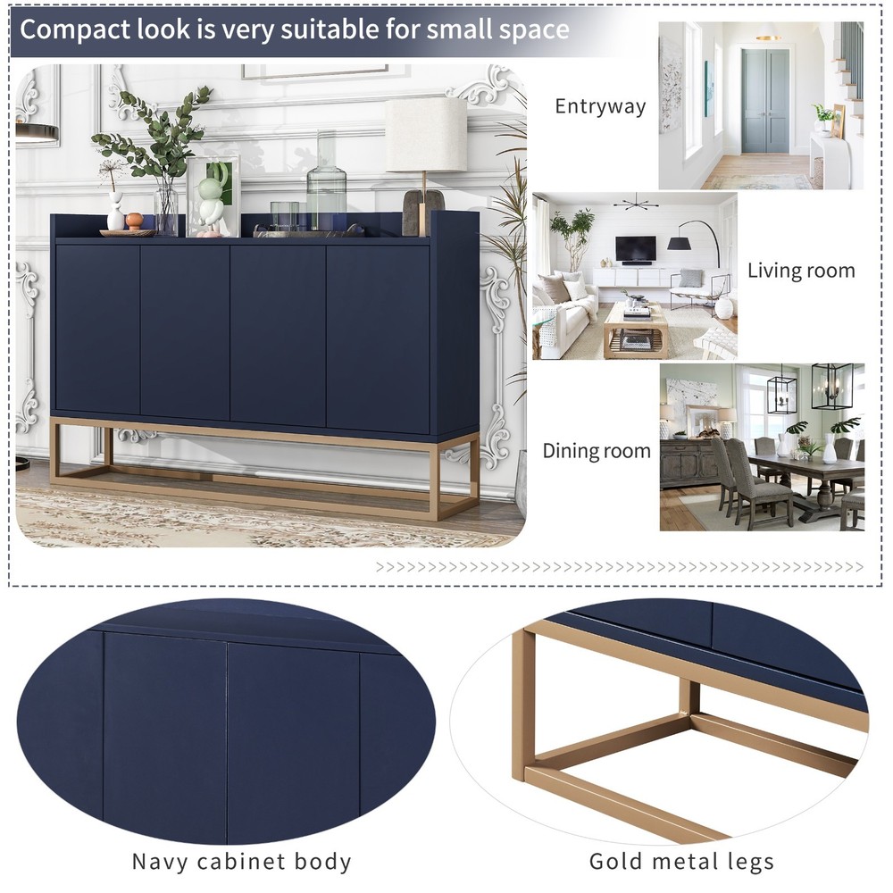 Modern Sideboard Elegant Buffet Cabinet with Large Storage Space (Navy)