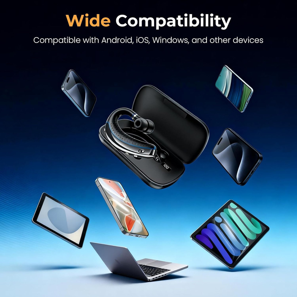 Bluetooth Headset, Bluetooth Earpiece with Noise Canceling Microphone, 0.53Oz Ul