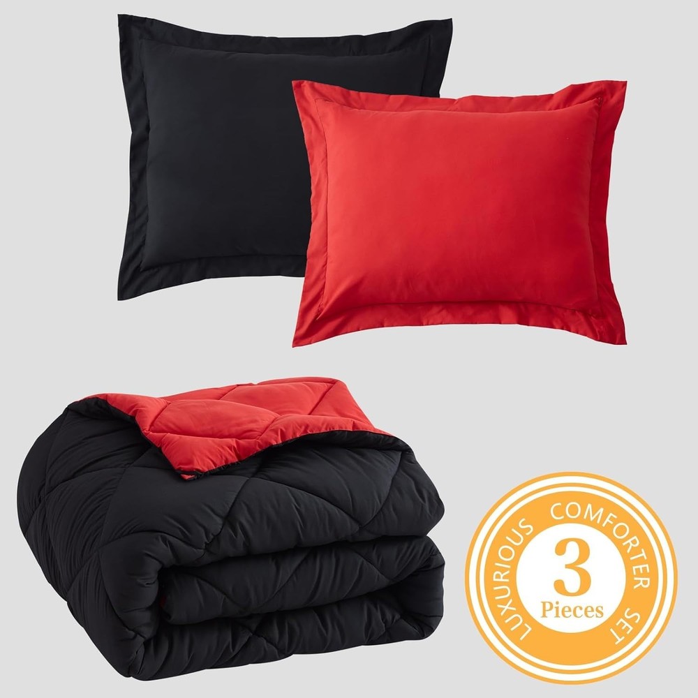 Luxurious Microfiber King Comforter Set - Reversible, Machine Washable Elegance