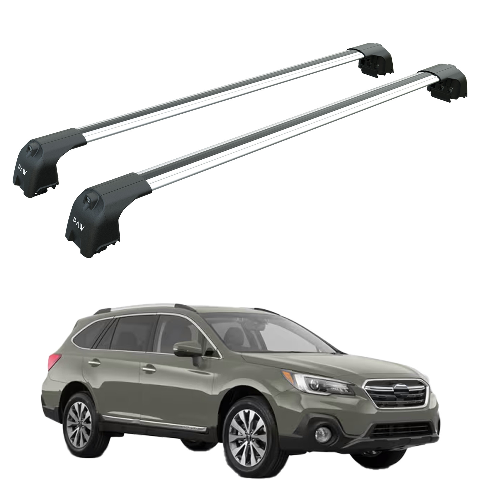 For Subaru Outback BS (2014-2020) Roof Rack Cross Bars Flush Rail, Silver