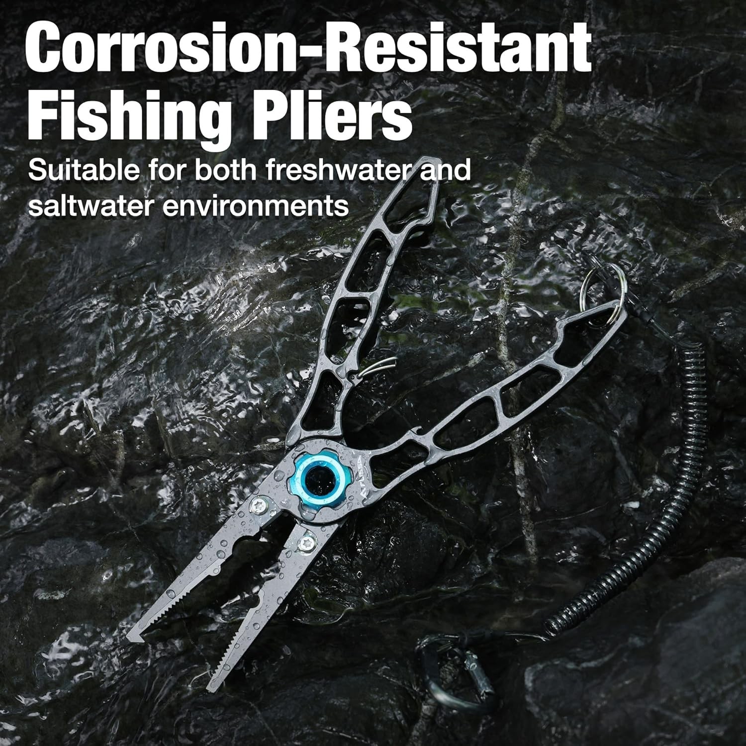 FLISSA 7.5 Inch Lightweight Fishing Pliers Safety Lock Fish Pliers Fishing Gifts