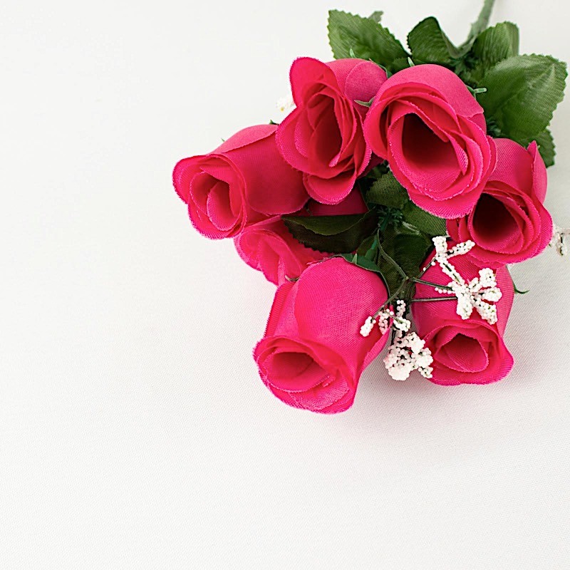 84 Fuchsia SILK ROSE BUDS Wedding Party Flowers Bouquets Decorations
