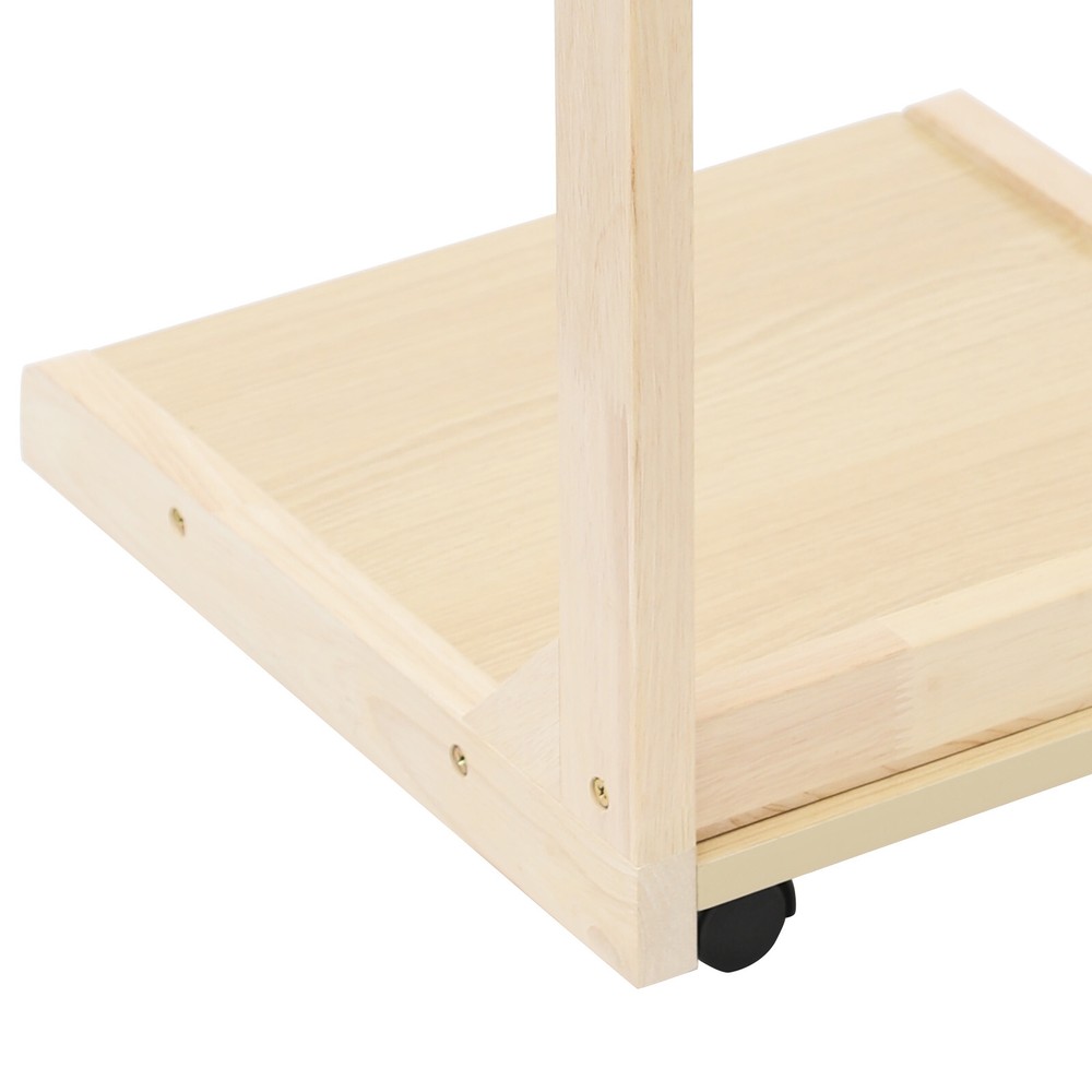 40cm Wood Color C-Shaped End Table C Table With Wheels Modern Couch Table