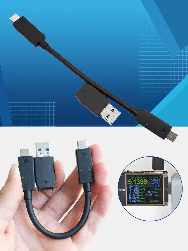 17cm Usb-c Power Type C Cable Lead For Sandisk Extreme Ssd Ex2 Solid State Black