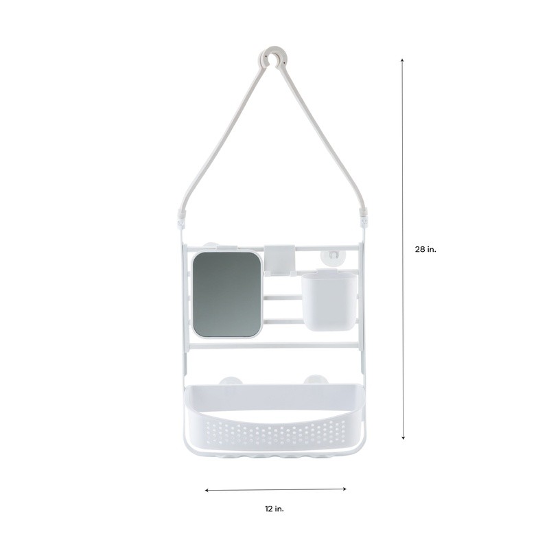 Deluxe Flex Adjustable Shower Caddy Organizer W/ Hooks Storage Baskets Mirror US