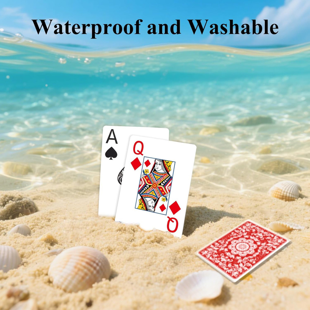 Waterproof Plastic Playing Cards - 2 Pack Large Print