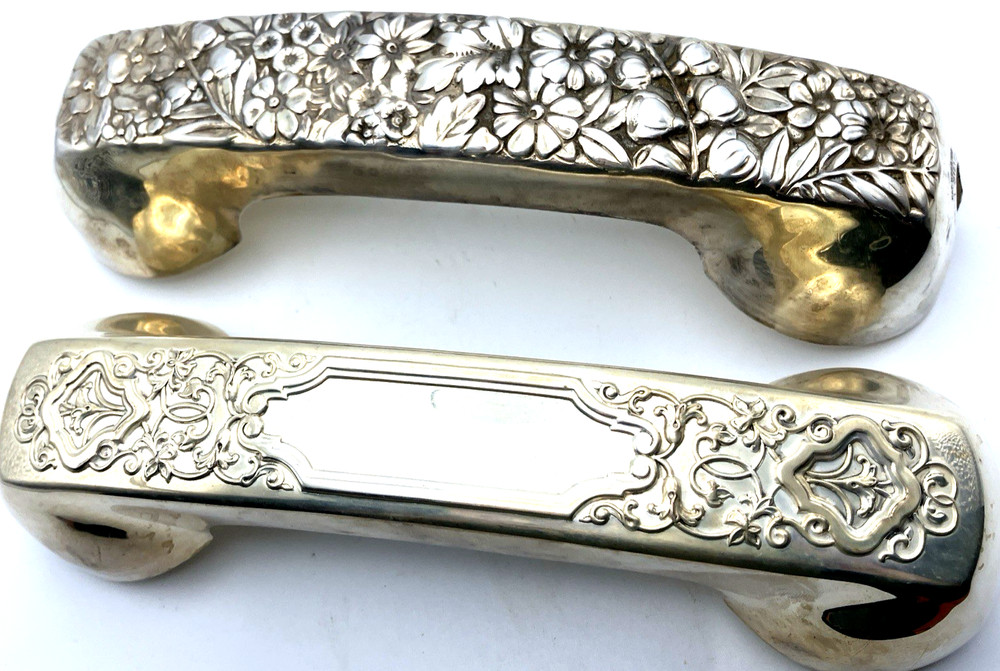 Vintage 1960's 2- Gorham Silver Plate Engraved Phone Handset Covers