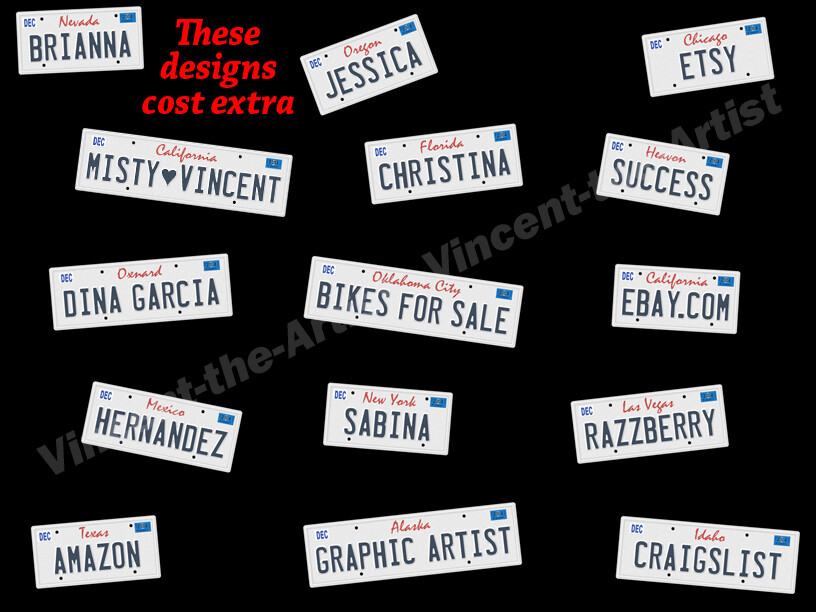 TINY Custom License Plate Stickers with Name & State Small Decals Artwork Gift