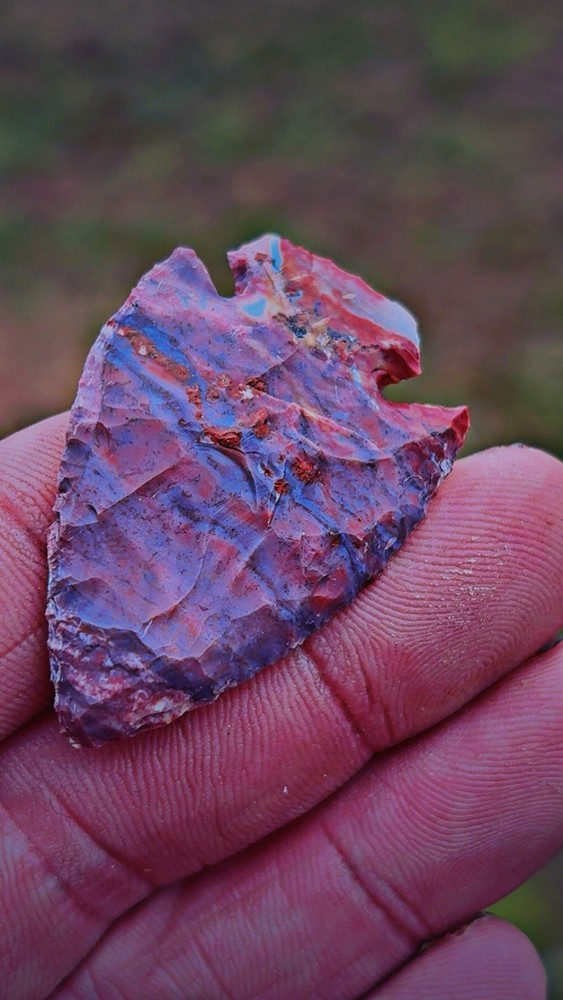 Flintknapped Alibates Flint Corner Notched Arrowhead, Beautiful