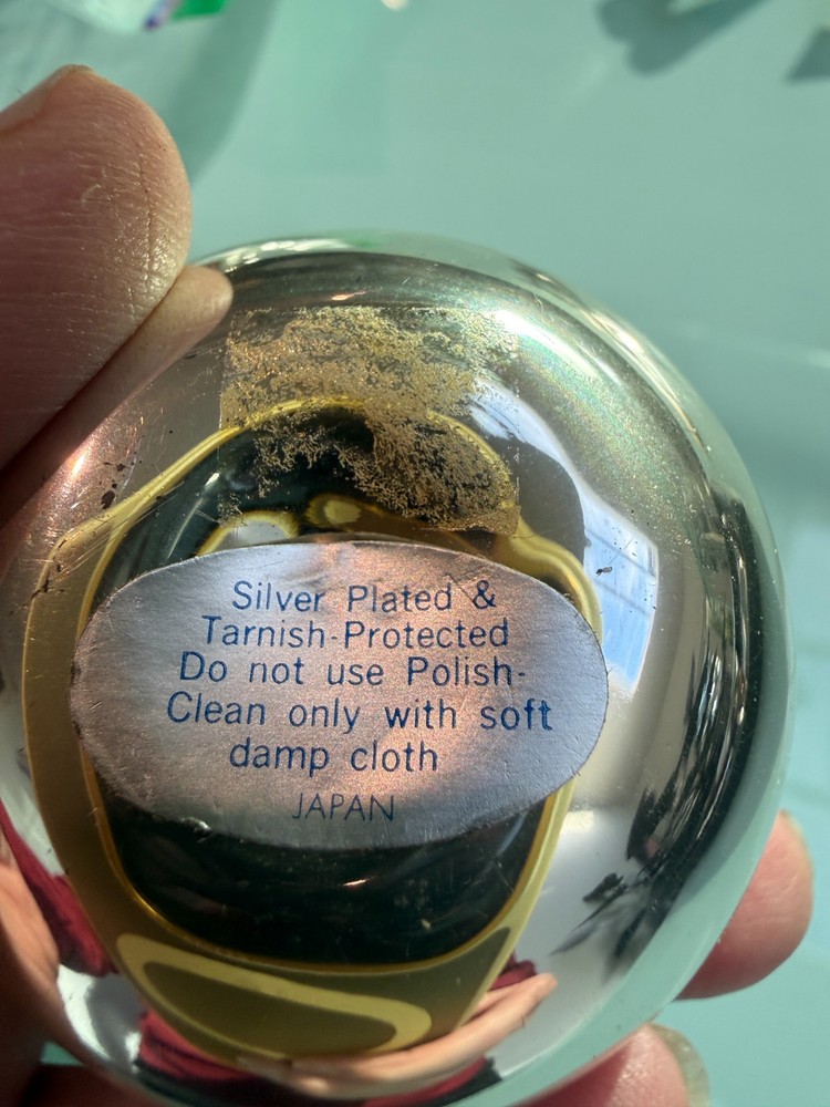 Silver plated apple mustard pot with liner