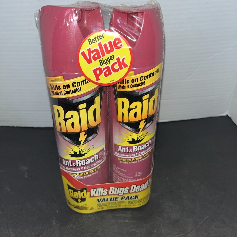 (2) Raid Ant Roach Killer Country Fresh Scent Attack Control Prevent Bugs NOS
