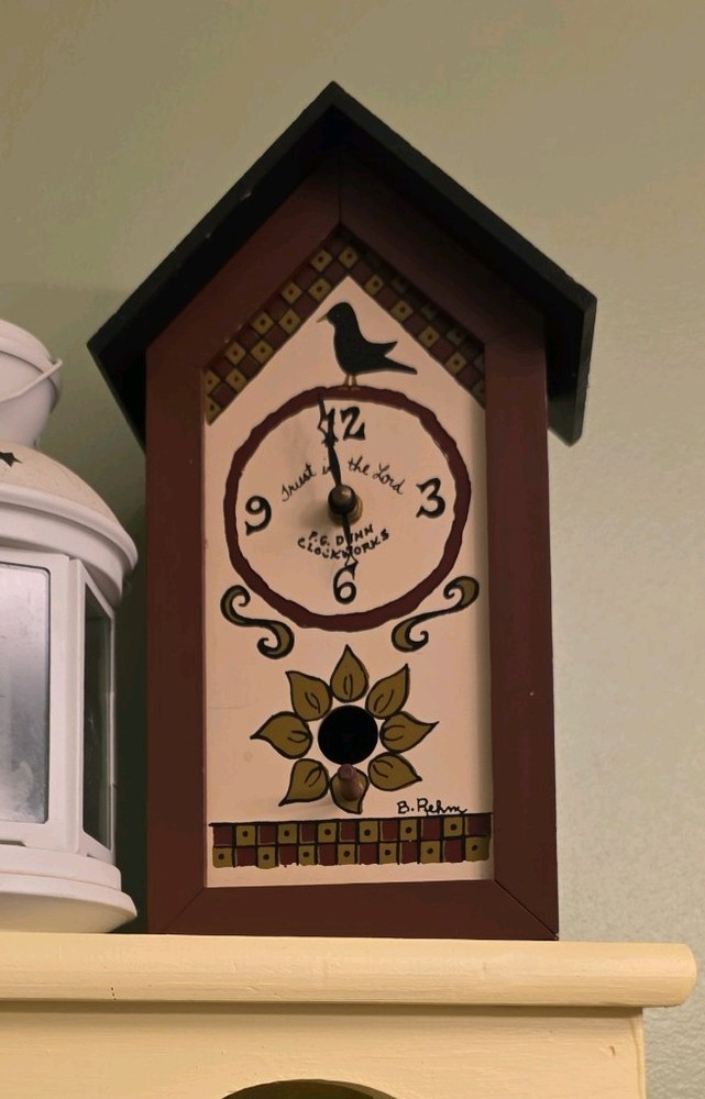 hand painted birdhouse clock