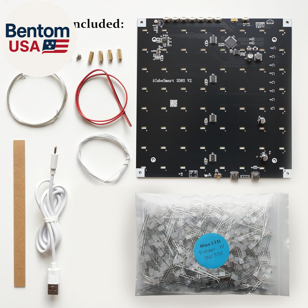 3D Led Cube DIY Electronics Kit 8X8X8 Led Cube DIY Soldering Project Kit(3D8S-Bl
