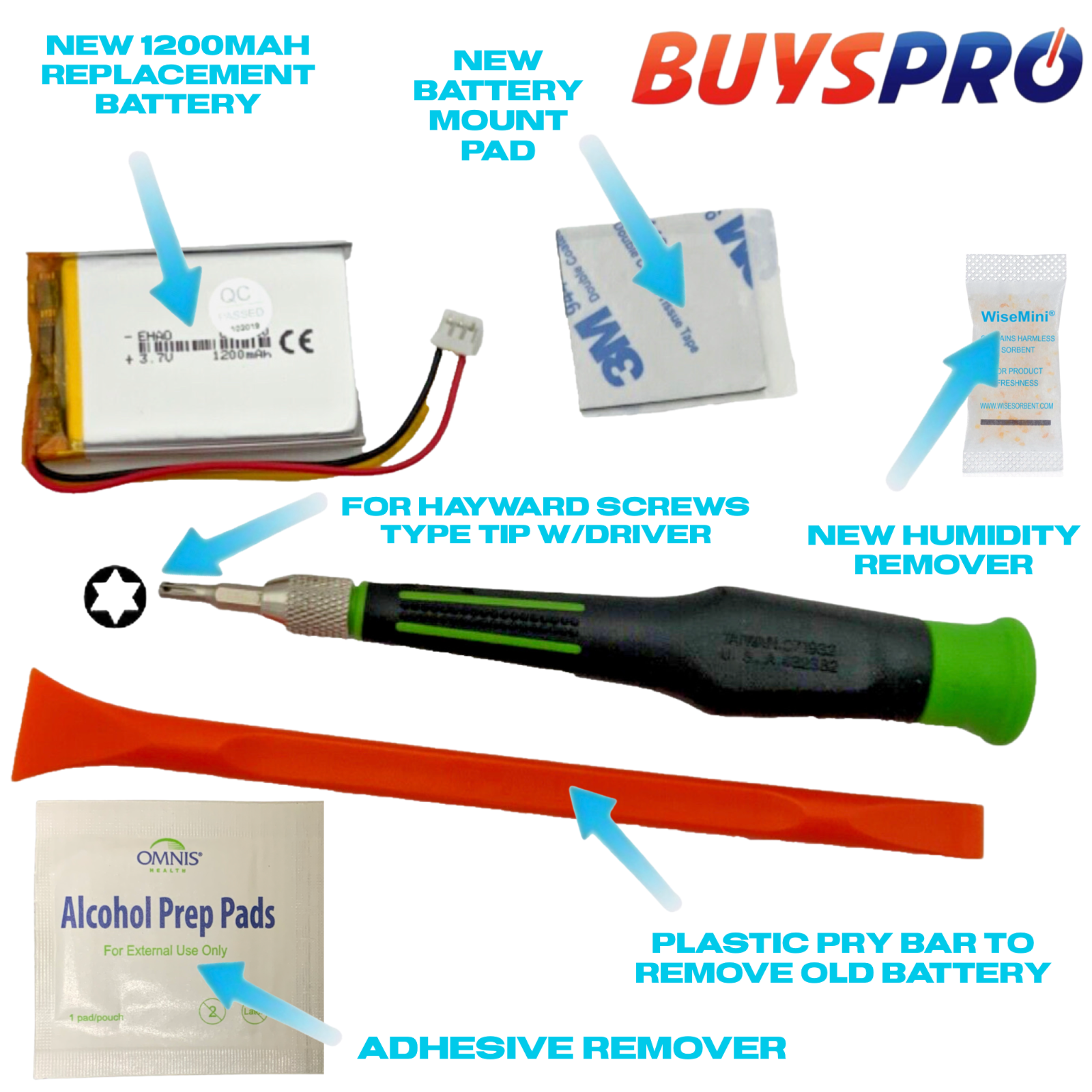 For Hayward AQL2-POD2 AquaPod Remote Control 1130mah Battery Replacement DIY KIT