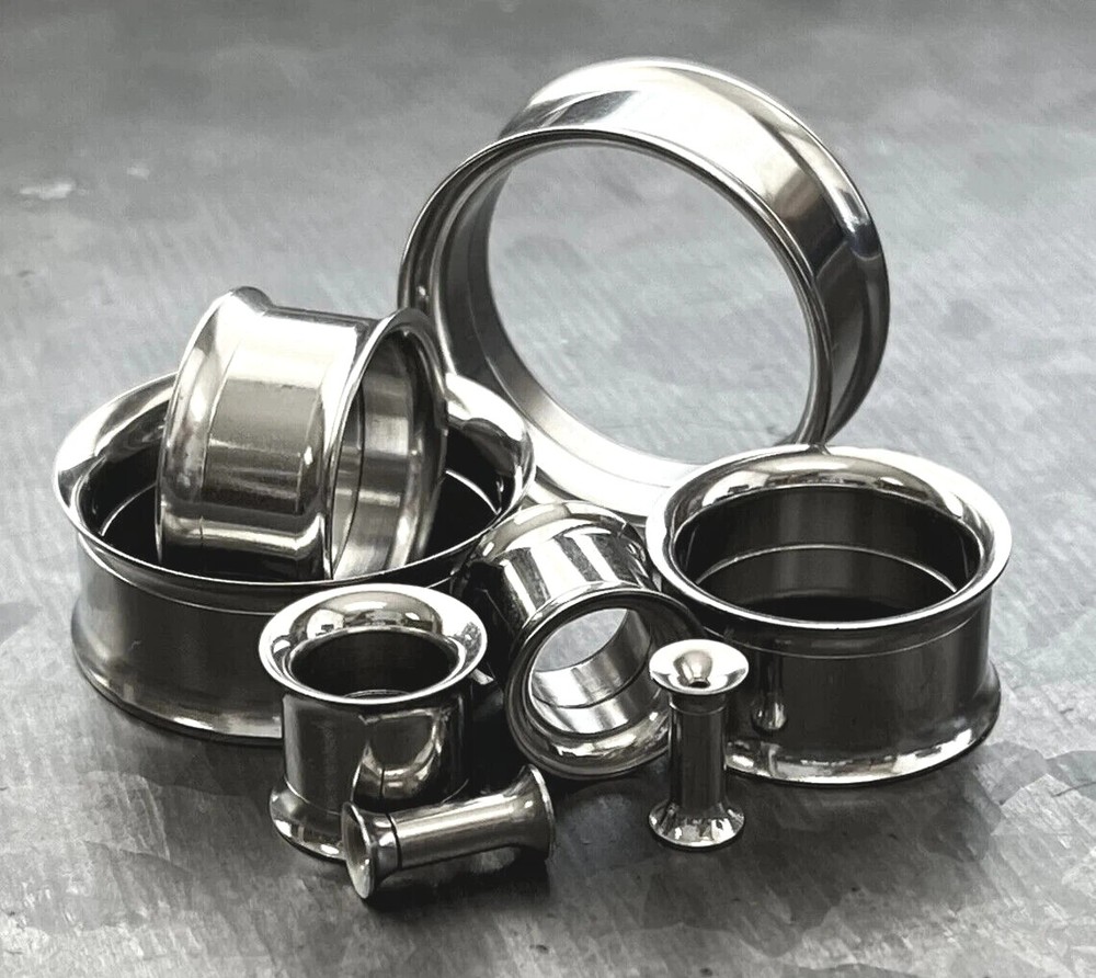 PAIR Solid Surgical Steel Internally Threaded Tunnels Plugs Earlets Gauges