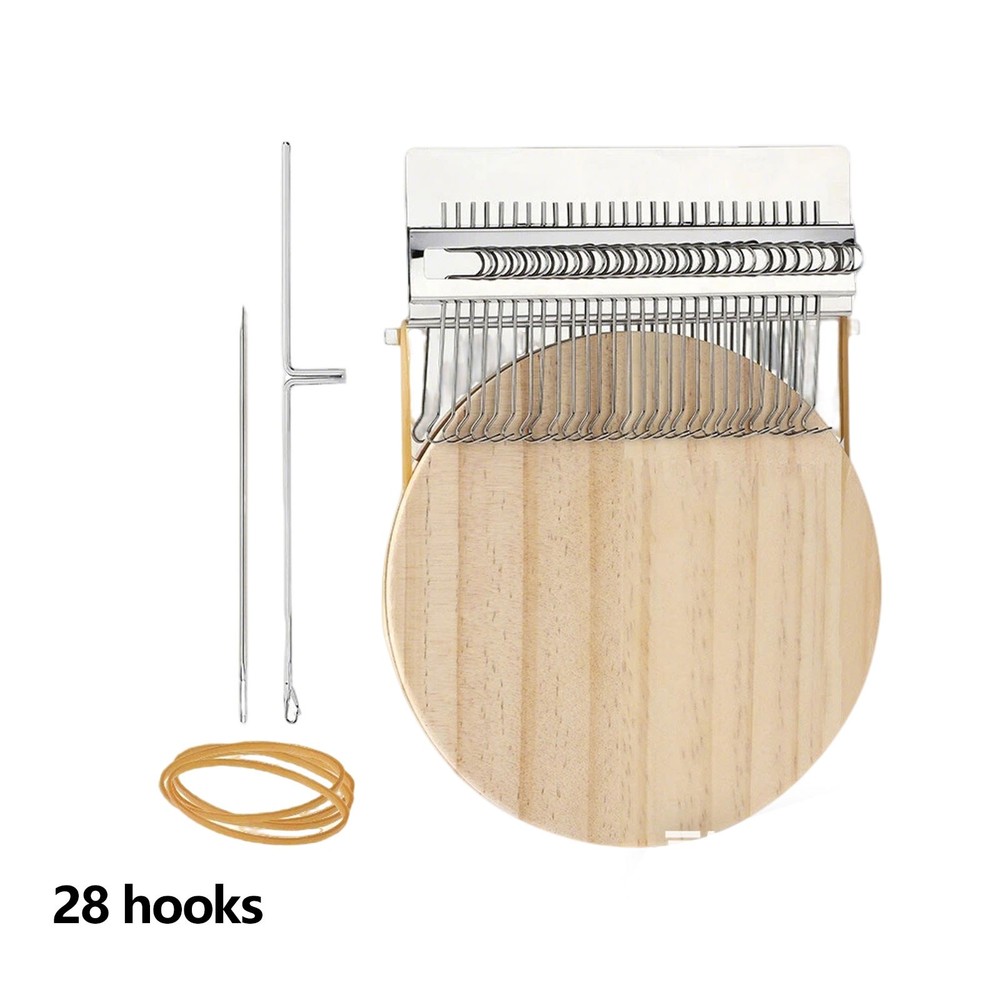 28 Hooks Small Loom Speedweve Type Weave Tool Darning Machine with Wood Disc