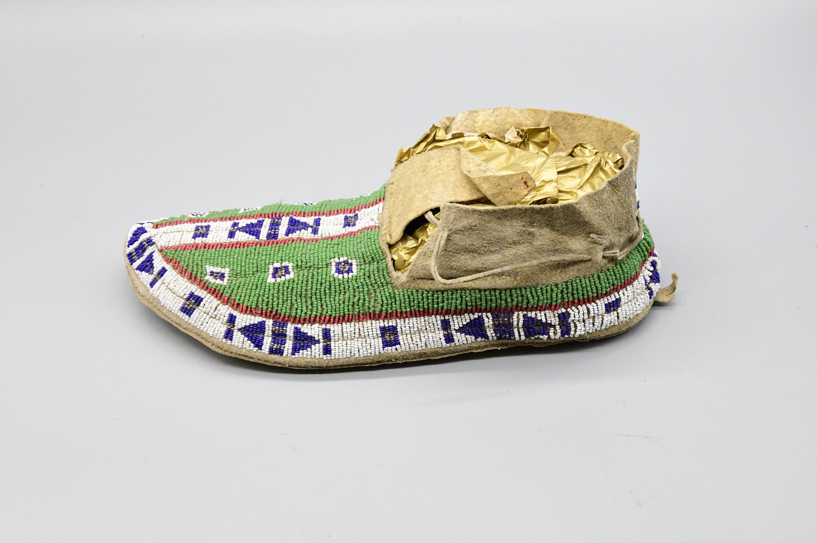 Sioux Green Beaded Moccasins Native American Strong Provenance