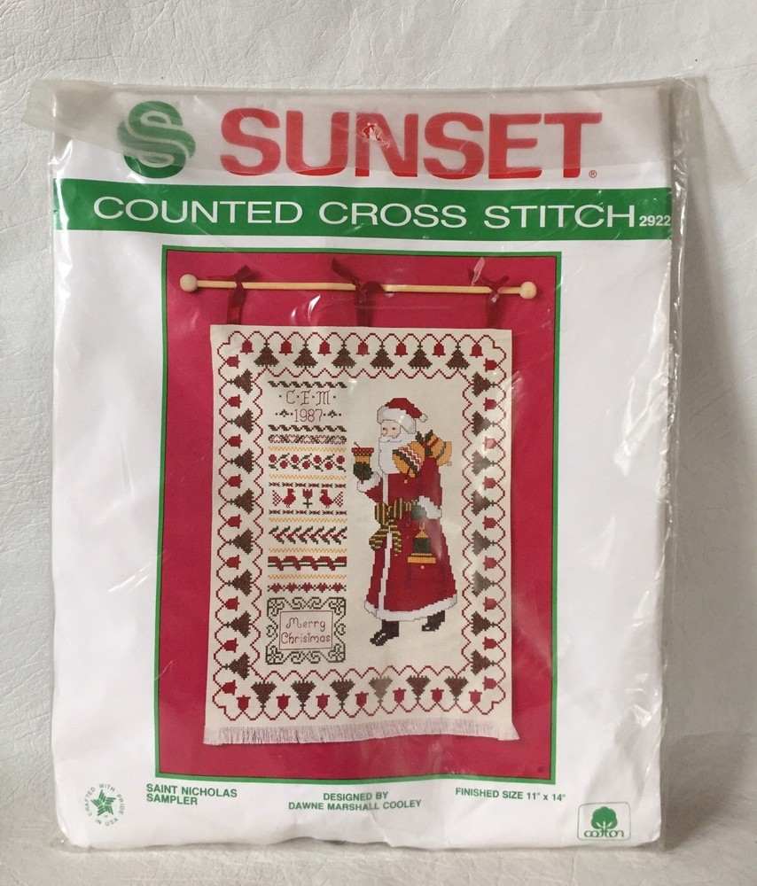 Sunset Counted Cross Stitch Kit Saint Nicholas Sampler Designed by Dawne Cooley
