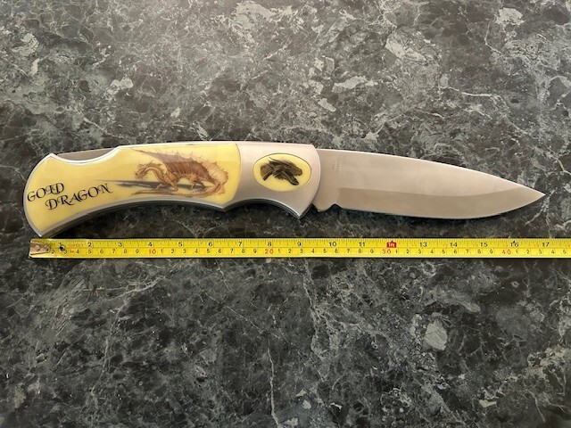 Extra Large Machete Gold Dragon Pocket Knife