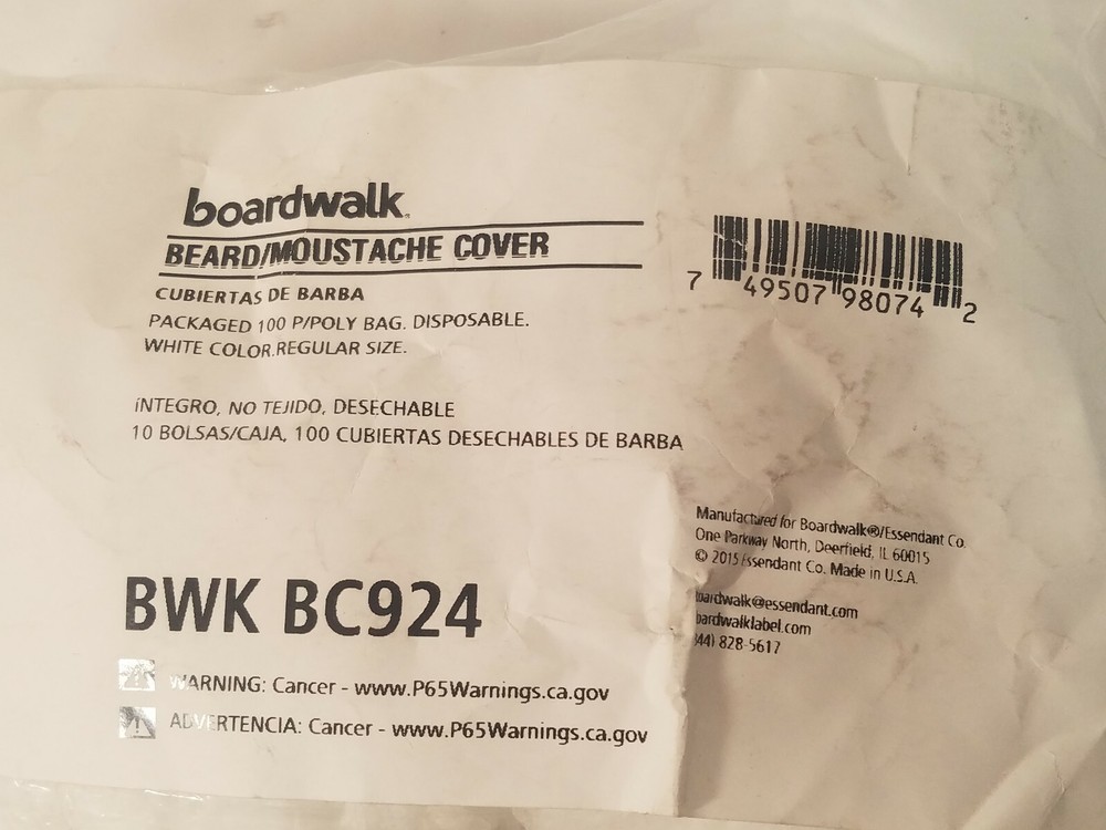 New Boardwalk Beard/Mustache Covers BWK BC924 (Pkg 100)