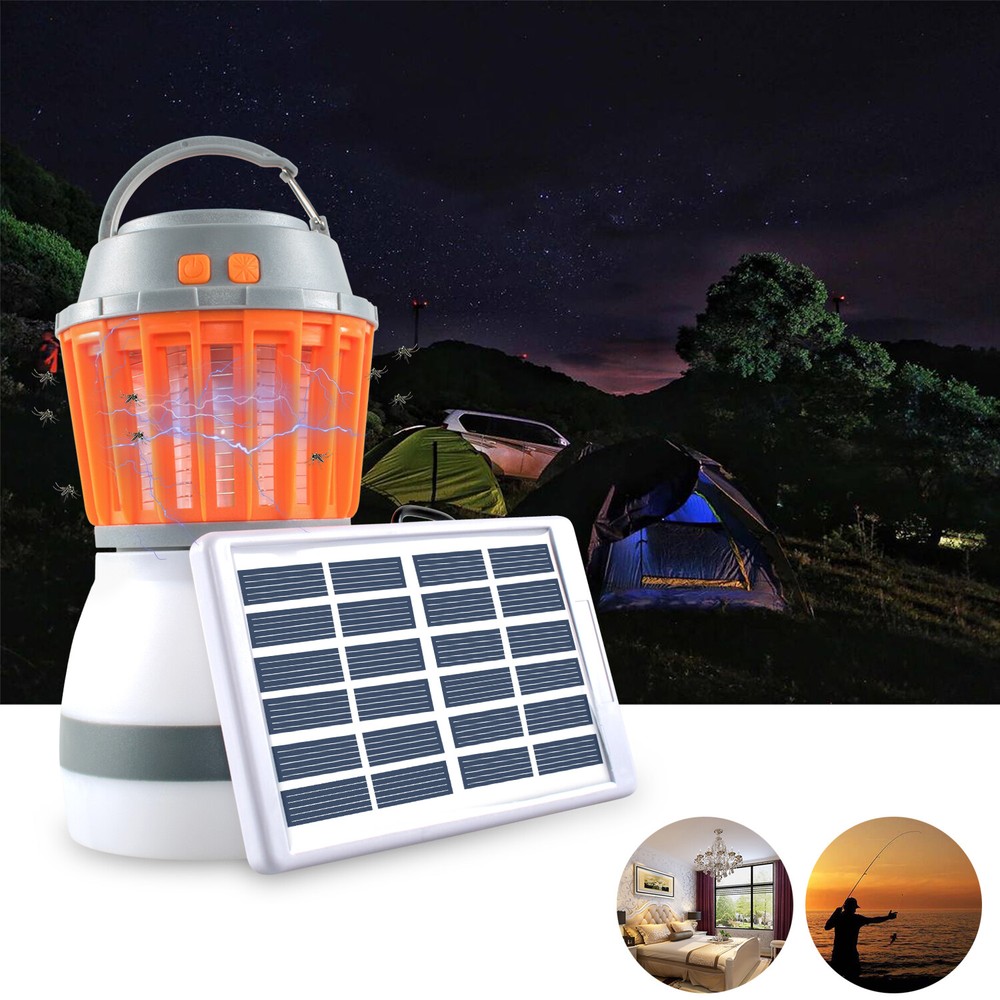 Portable LED Camping Lantern and Mosquito Killer USB Rechargeable+Solar Panel