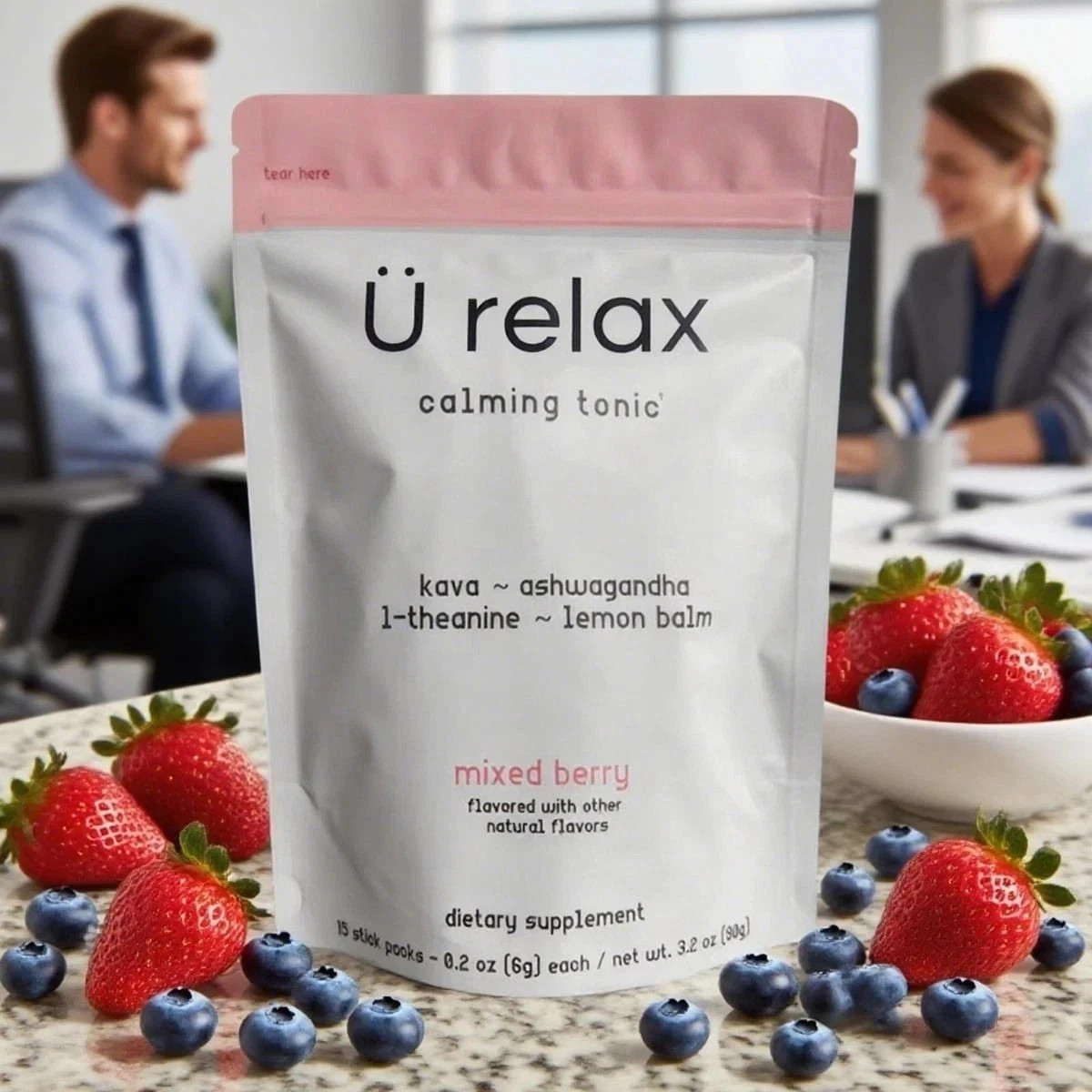 5x U Relax Calming Tonic 15 Packets MIXED BERRY Flavor Relax Calming Drink