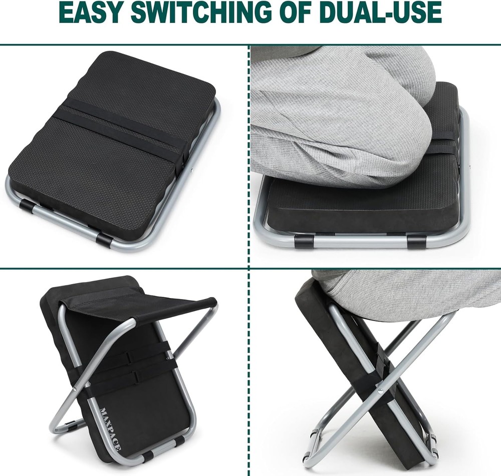 MAXPACE Garden Kneeling Pad and Foldable Gardening Stool 2 in 1, Extra Thick Sof