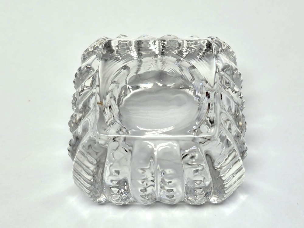 1 Vintage Cambridge Zipper Pattern Pressed Glass Open Salt Cellar EUC