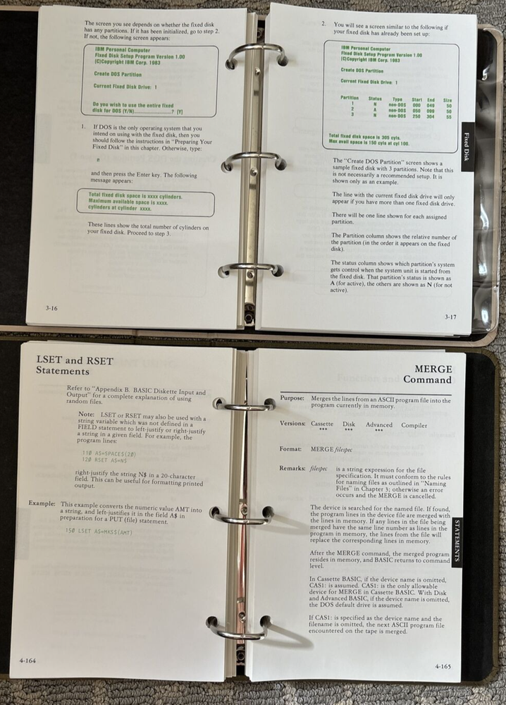 Vtg IBM 1983 DOS V. 2.10 & Basic 1982 Personal Computer Hardware Reference Libra
