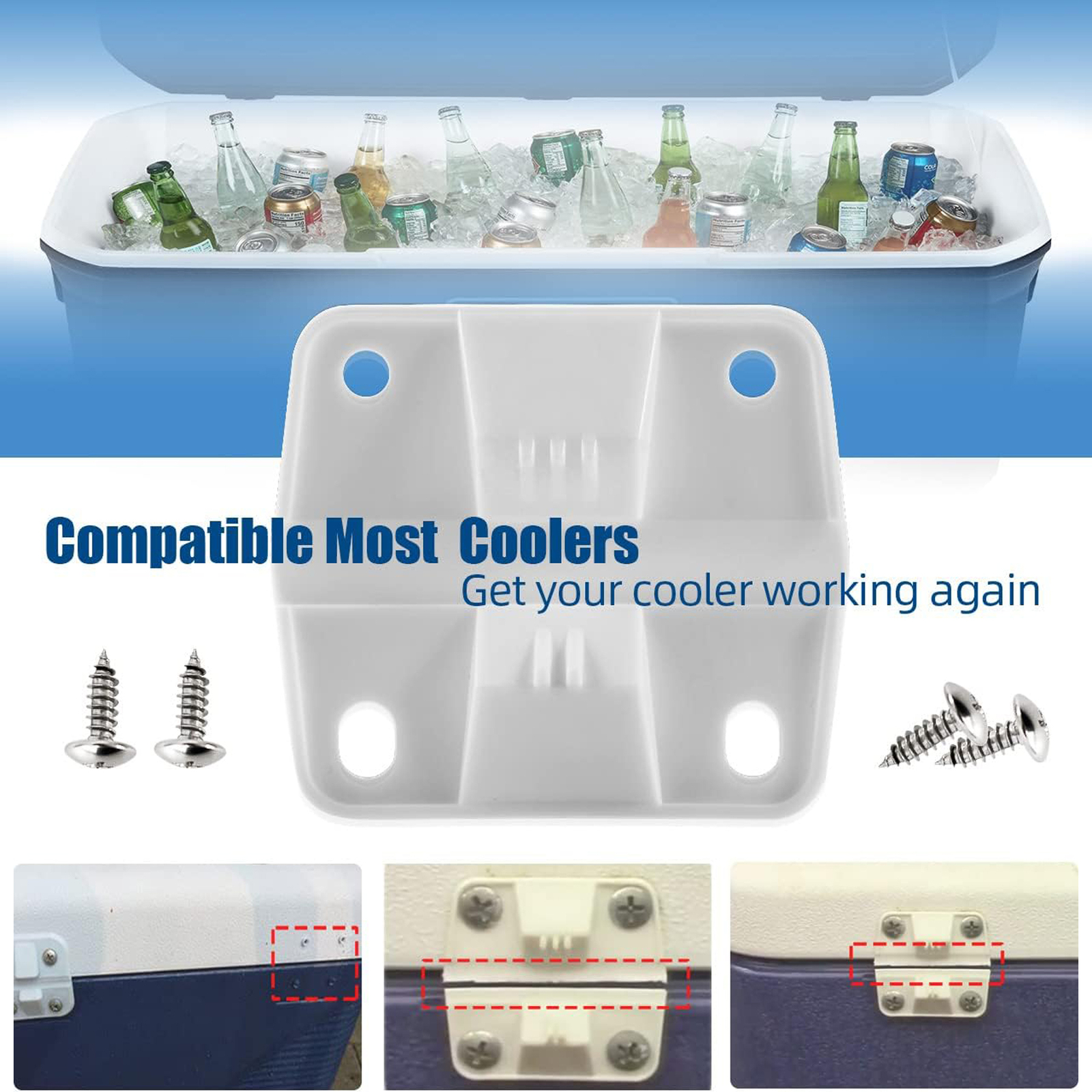 Cooler Plastic Hinges Kit Replacement for Coleman Coolers, Rubbermaid Cooler Par