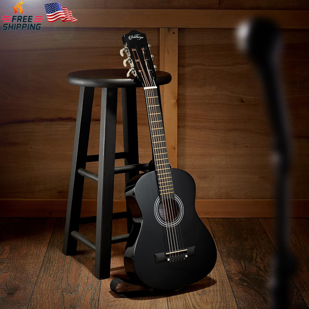 Ashthorpe 30-Inch Beginner Acoustic Guitar Package (Black), Basic Starter Kit W/