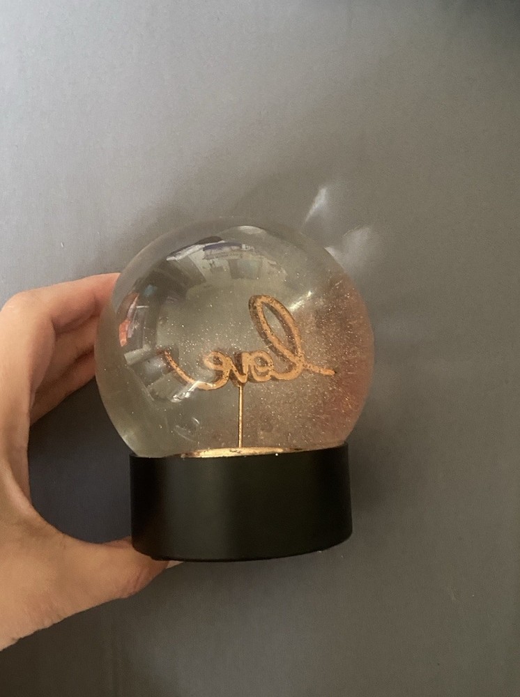 Glass 'Love' Glitter Globe with Black Base