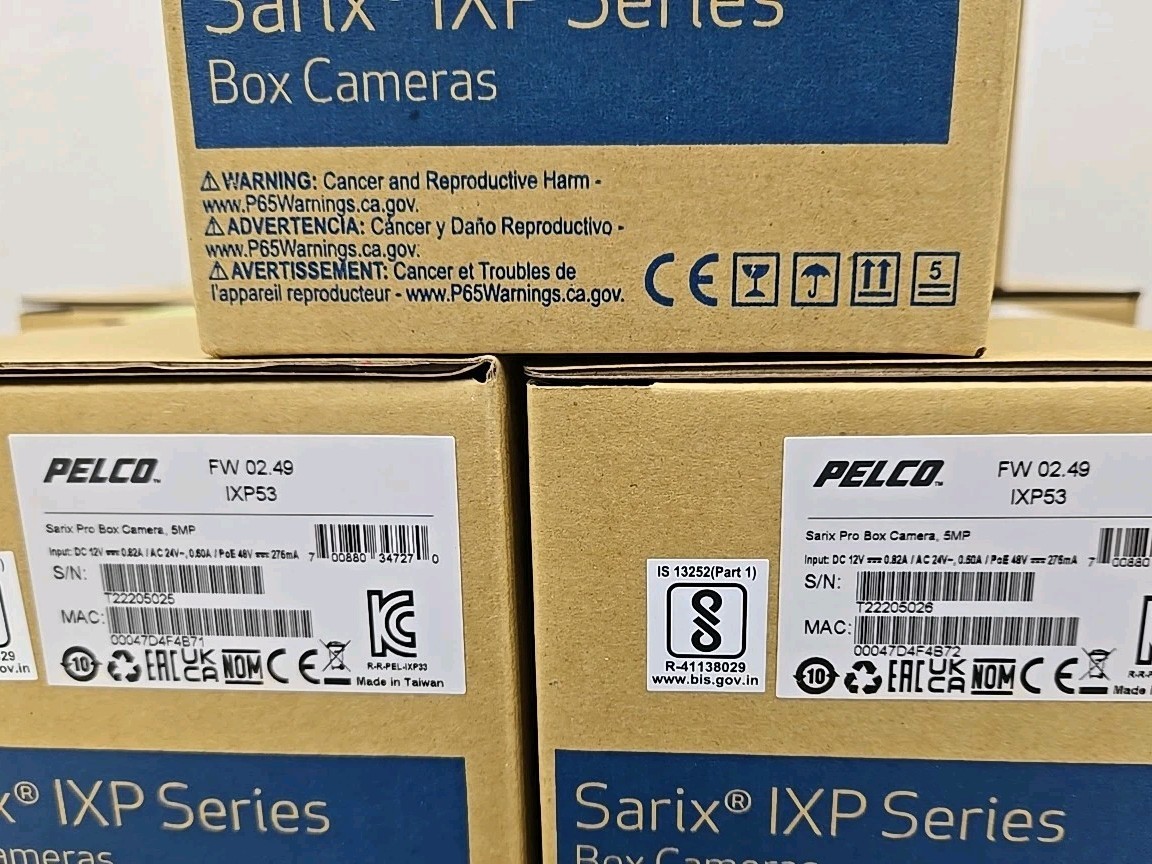 Pelco Sarix IXP53 5MP Professional Indoor Network Box Camera, MJPEG (No Lens)