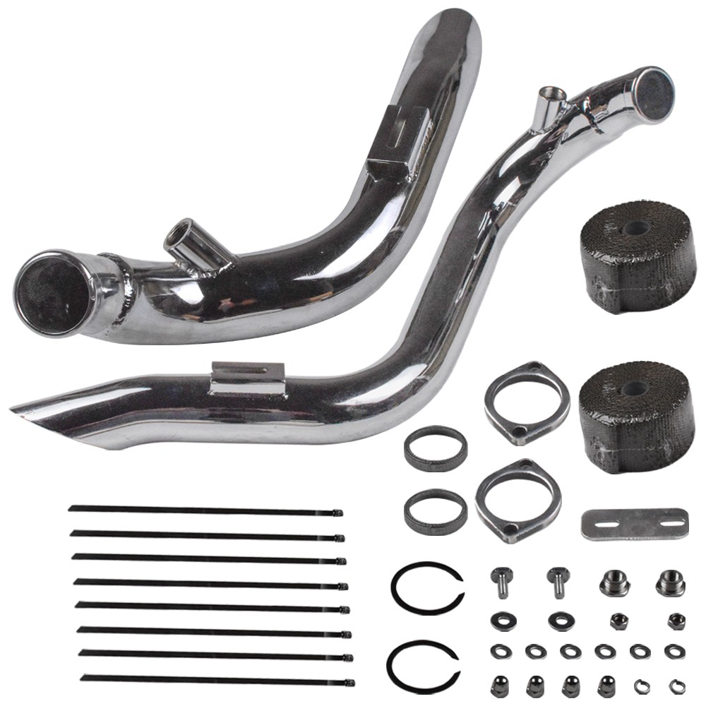 2" LAF Exhaust Pipes for Harley Sportster/Softail 1984-2023 with Silver Wrap