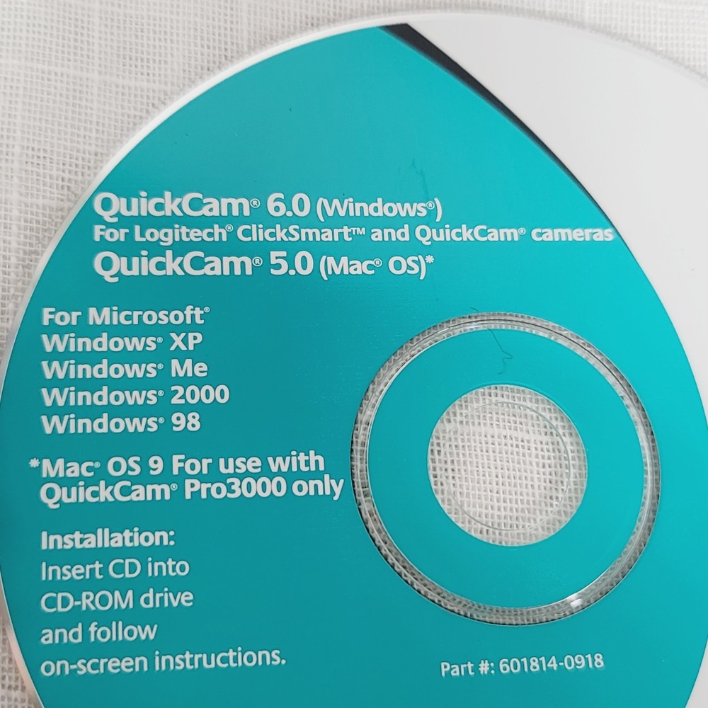 Logitech 6.0 (Win) 5.0 (Mac) Driver Installation Disc For ClickSmart & QuickCam