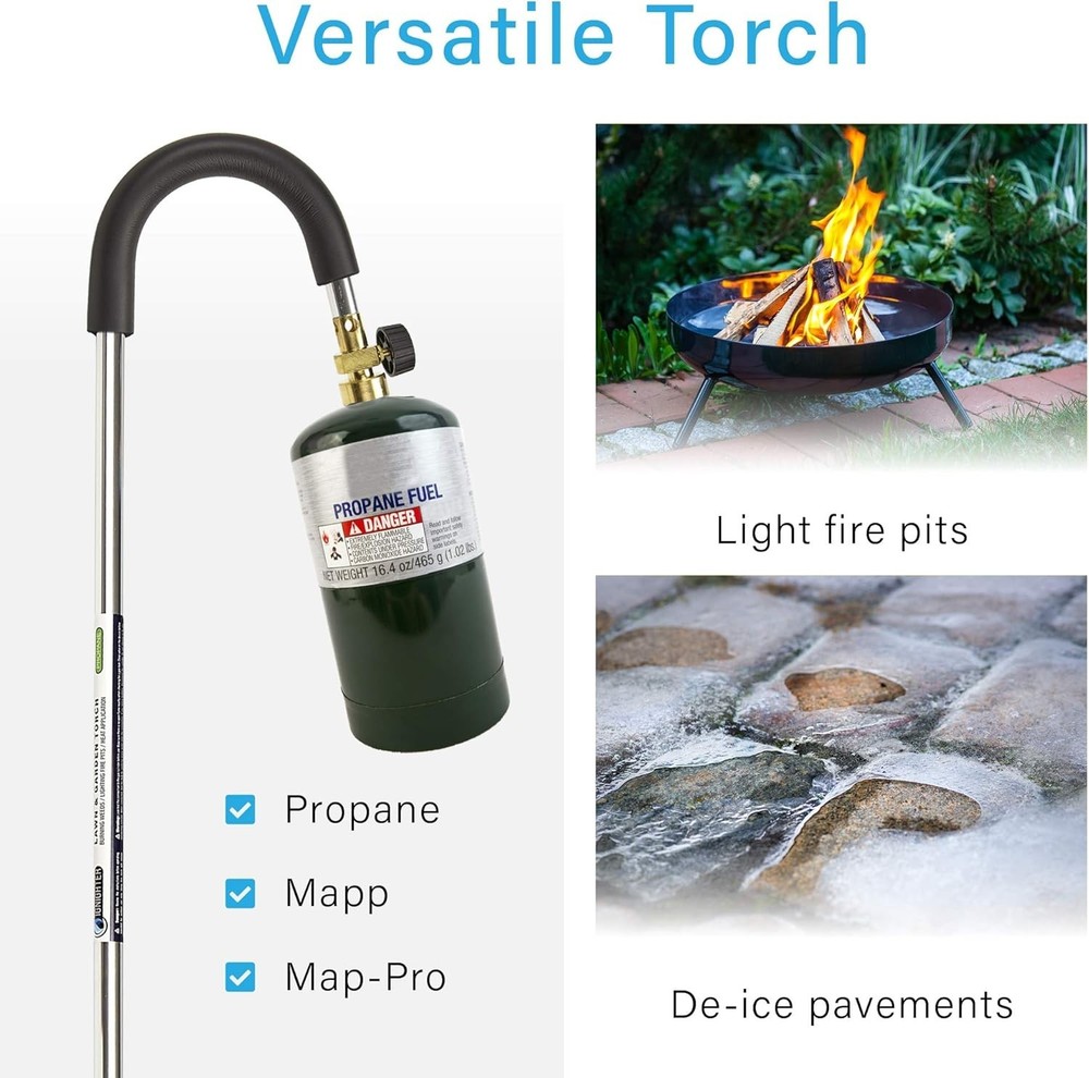 Self-Igniting Weed Burner Torch – 35” Long with Adjustable Flame Control