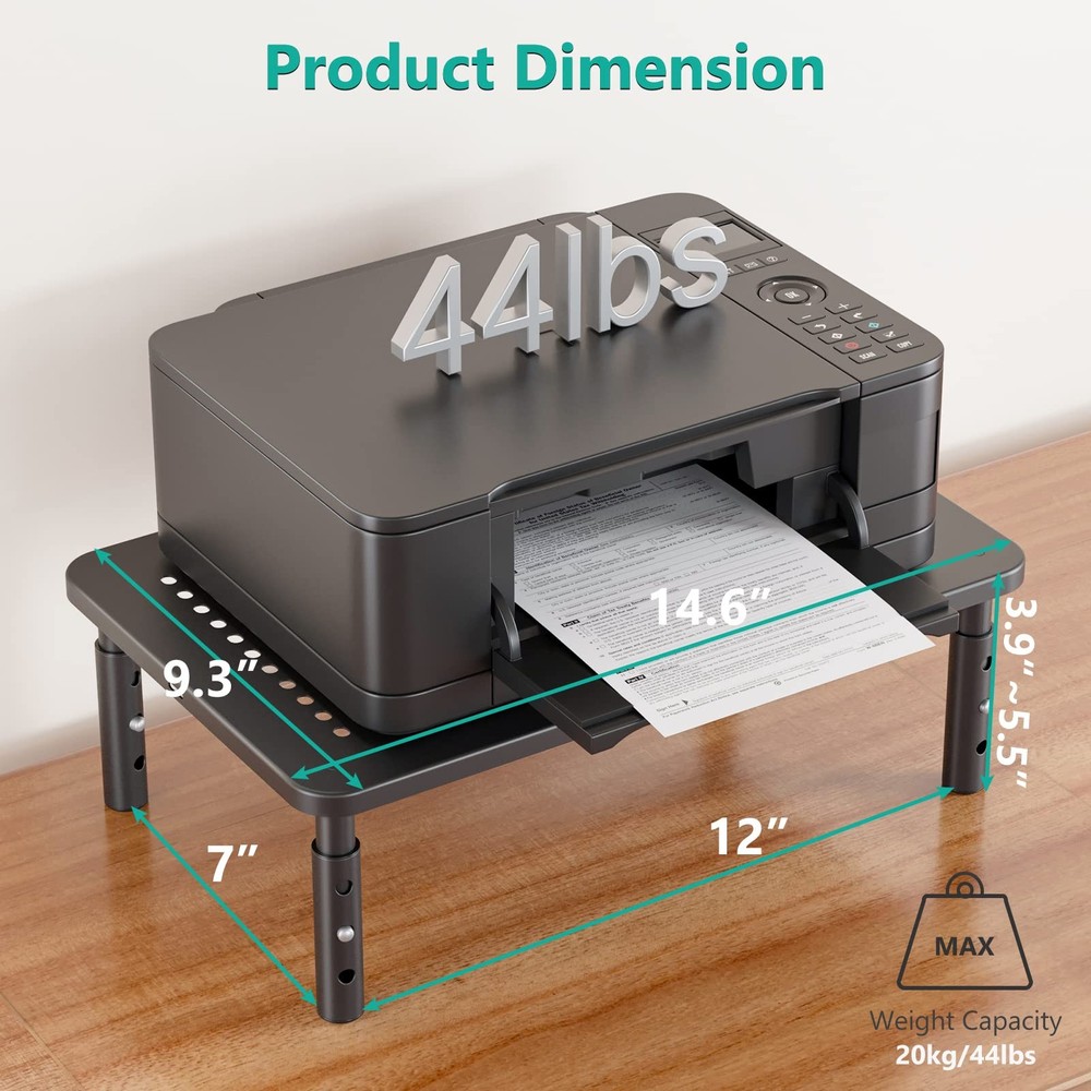 WALI Computer Monitor Stand for Desk, Adjustable Laptop Riser, Basic, Black