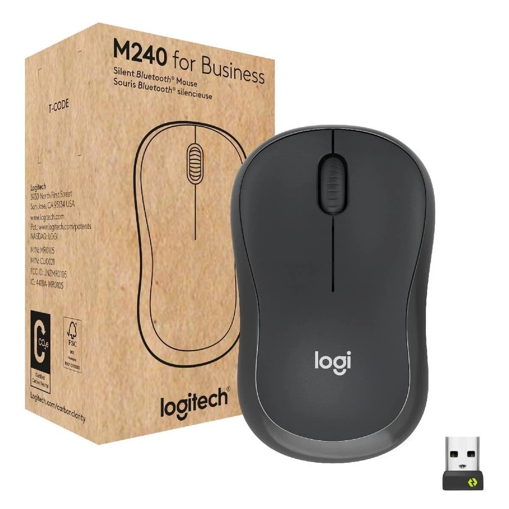 Logitech M240 Silent Bluetooth Mouse, Wireless, Compact, Portable Graphite Black