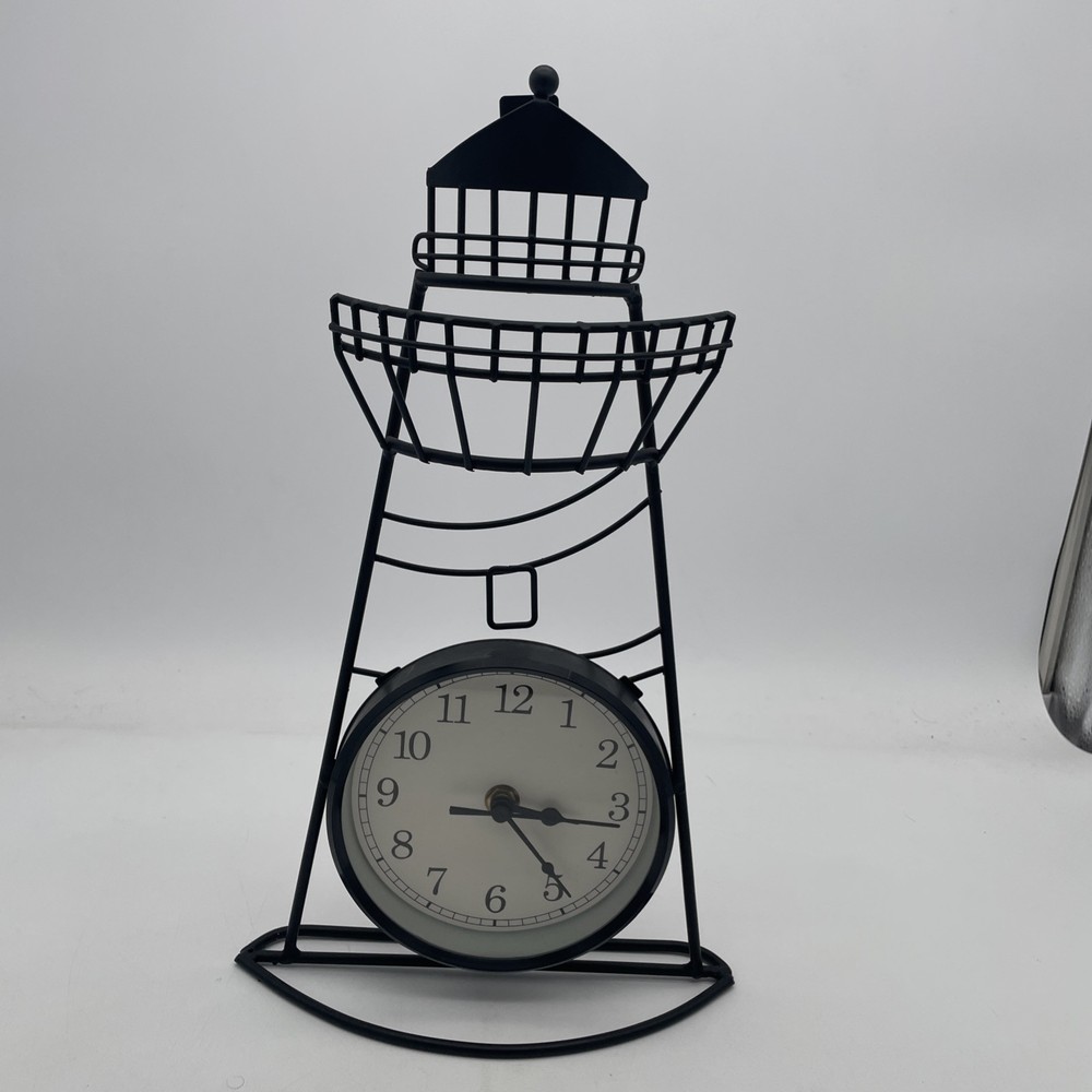 Table/Wall Clock Wrought Iron Lighthouse Theme Cottage Core Tested
