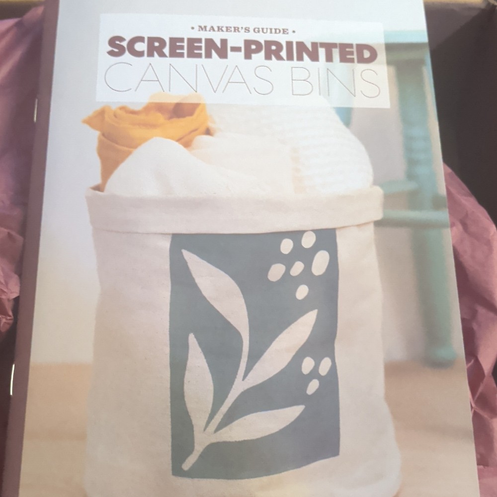 Maker Crate Screen-Printed Canvas Bins Kit with Paints, Screen & Guide