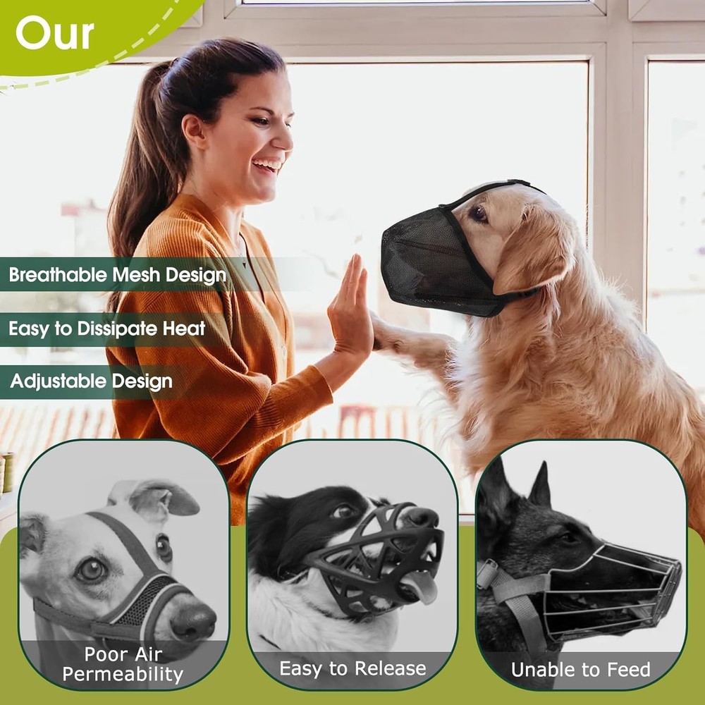 Adjustable Dog Muzzle Large Dogs Breathable Mesh Rubber Muzzles Anti-Dropping