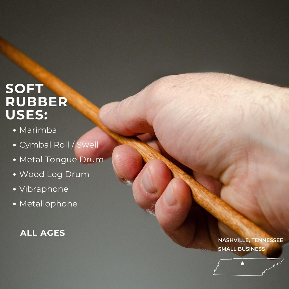 Timber Drum Co. Soft Rubber Mallets for Marimba Vibraphone - 15.25