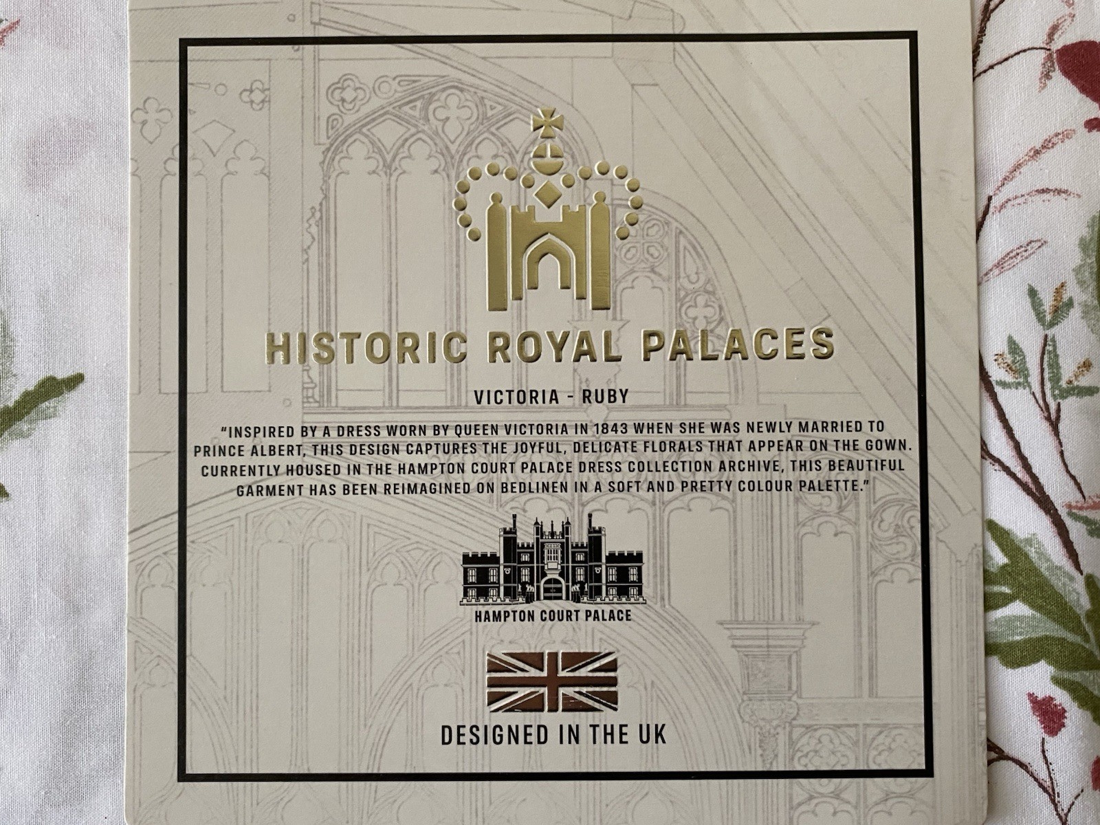 Historic Royal Palaces Duvet Set KING 100% Cotton FLORAL Red Green White NEW