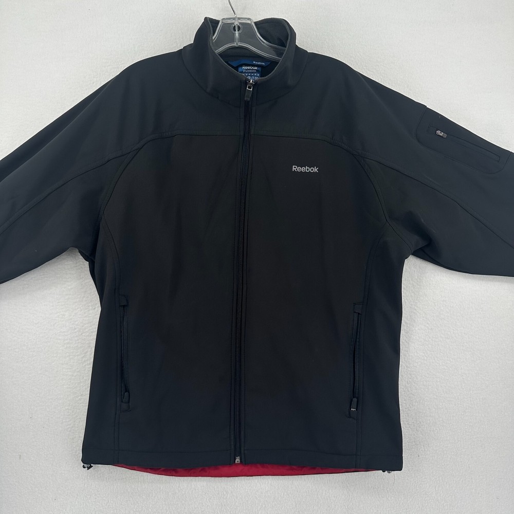Reebok Men's Shell Jacket Size Medium Black Full Zip Fleece Lined