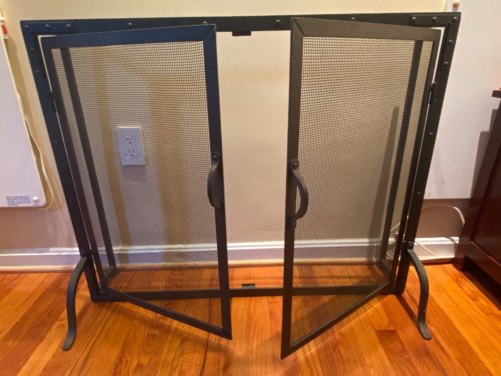 fireplace screen with two doors & complete set of 4 tools (3 sets)