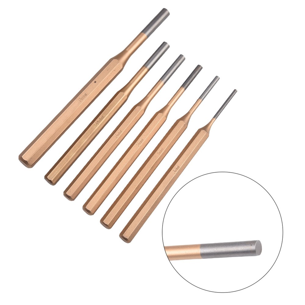 Heavy Duty Cylindrical Chisel Round Head Center Punch Chisel Pack 6pcs