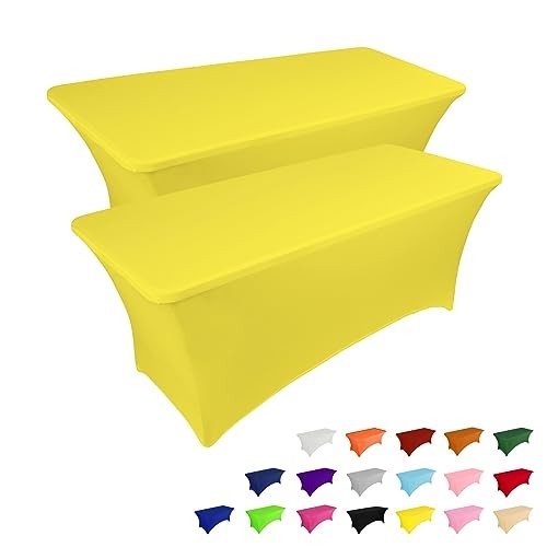 2 Pack 4FT Table Cloth for Rectangular Fitted Events 4 Ft - 2 Pcs Yellow