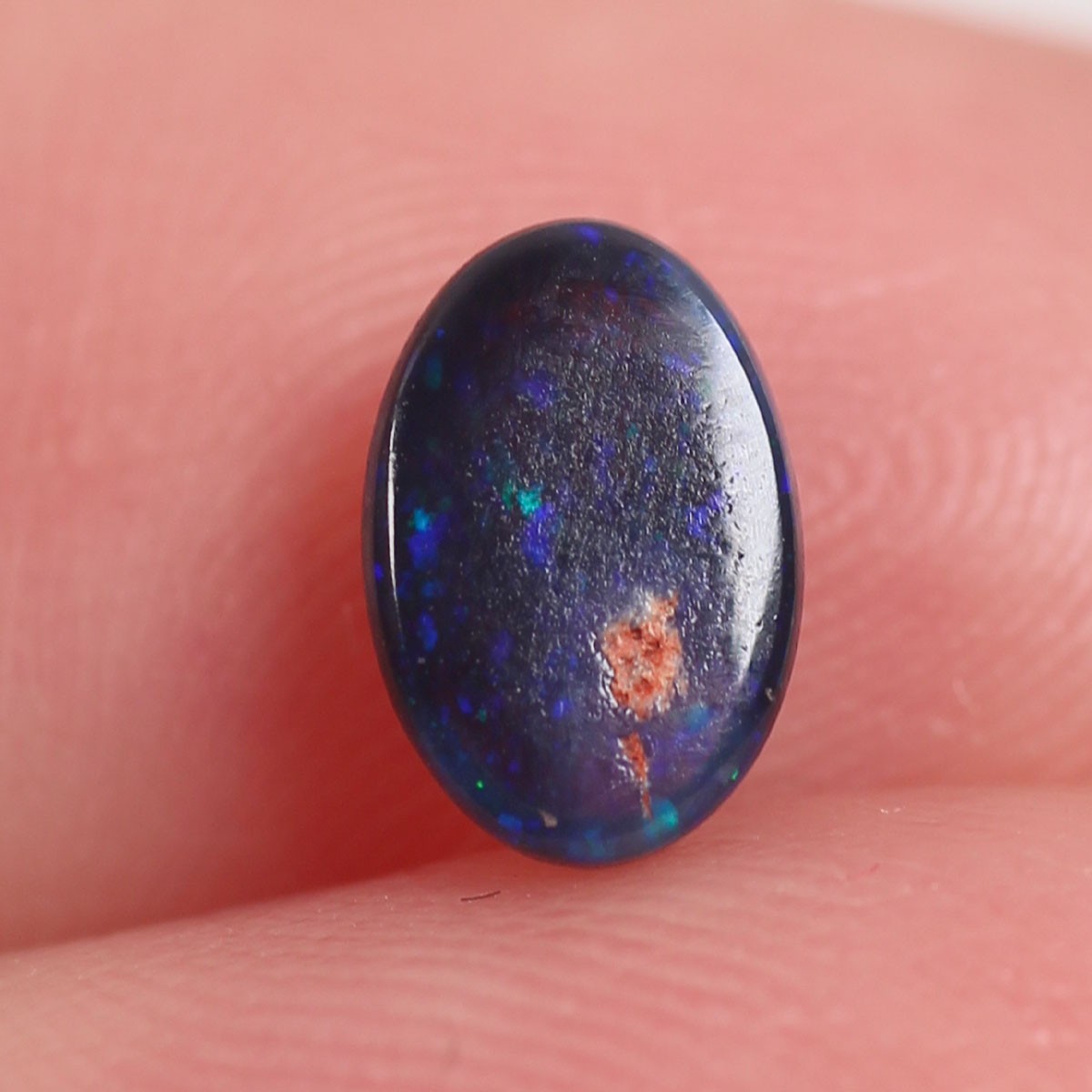 Natural Australian Black Opal 0.6 ct, Solid Lightning Ridge Opal 5.2 x 6.6 mm