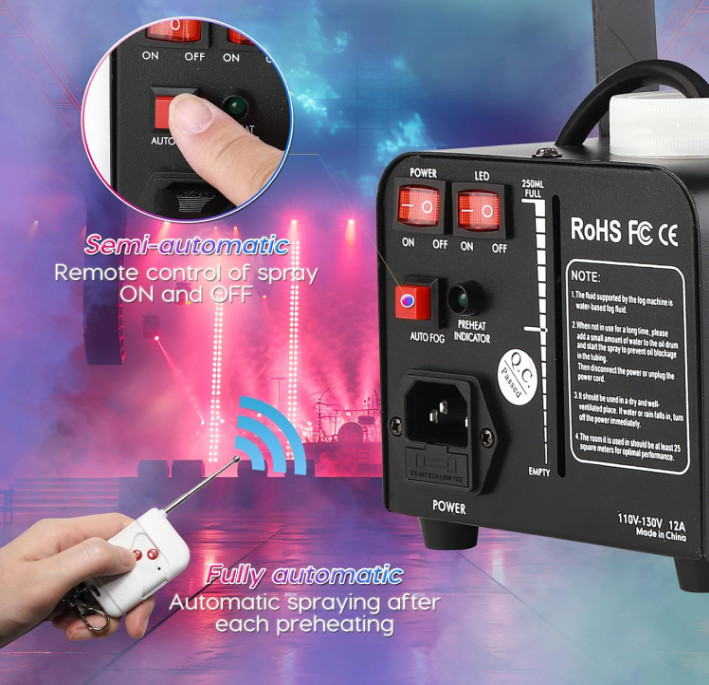 LURT - Fog Machine Machine LED Light 500W Mini Wireless Remote Control - ph1D218