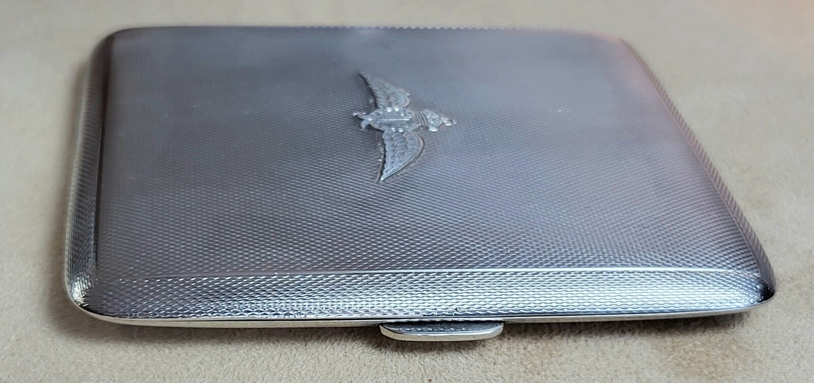 CHOICE 1939 RAF insignia Sterling Silver Smokes Case James Dixon, Chester 4.6ozt